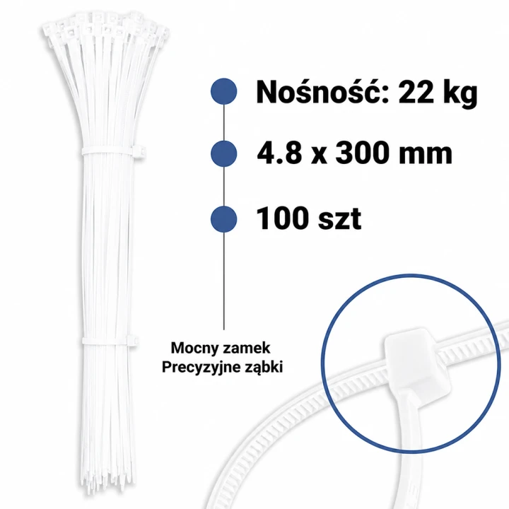 Opaska zaciskowa Biała 4.8x300mm 100 szt.png