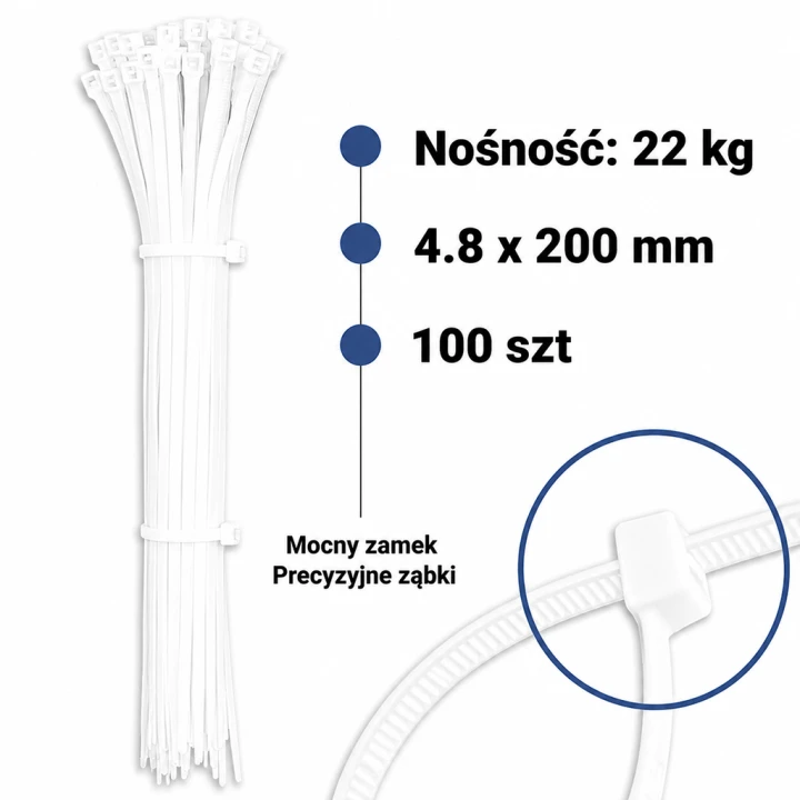Opaska zaciskowa Biała 4.8x200mm 100 szt.png
