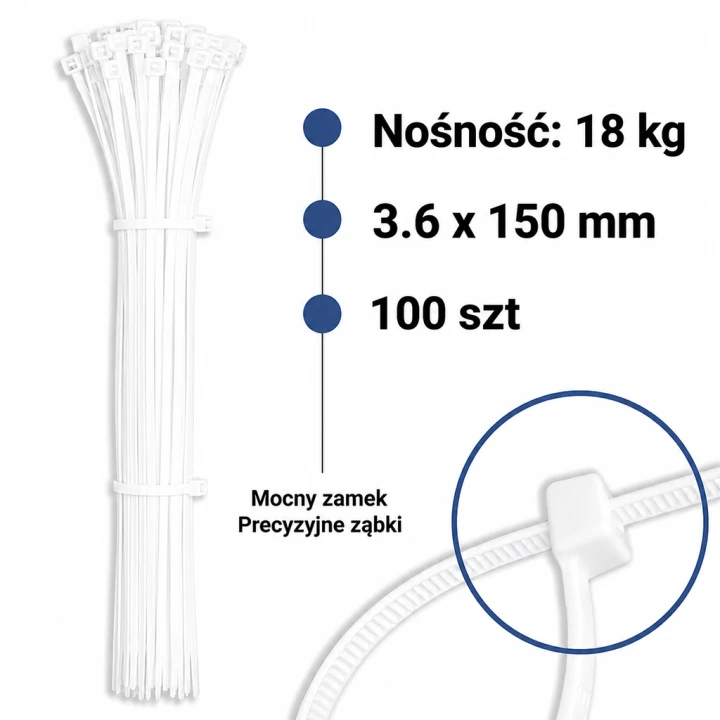 Opaska zaciskowa Biała 3.6x150mm 100 szt.png