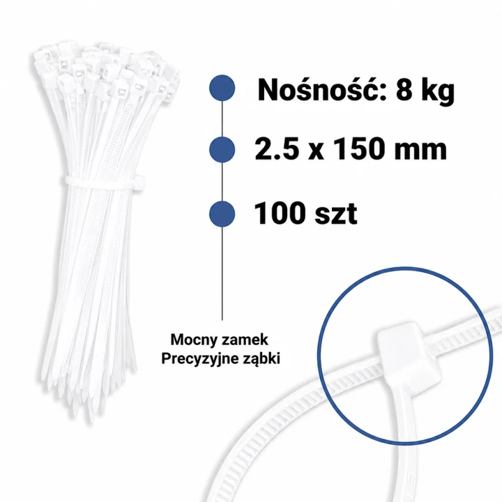 Opaska zaciskowa Biała 2.5x150mm 100 szt.png