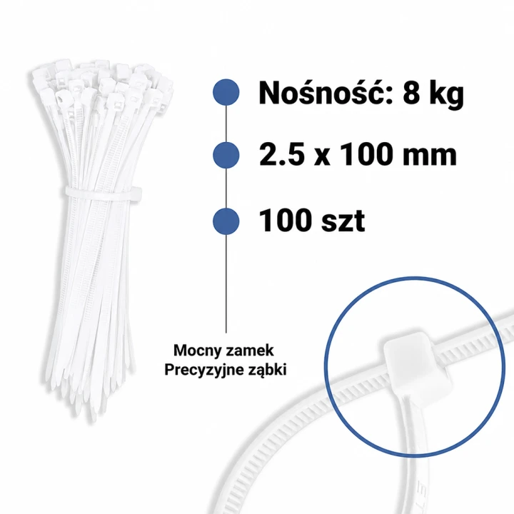 Opaska zaciskowa Biała 2.5x100mm 100 szt.png